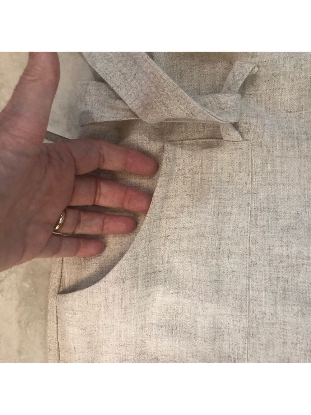 Monteau size L linen blend oatmeal color jumpsuit cropped summer wide leg - Picture 5 of 7